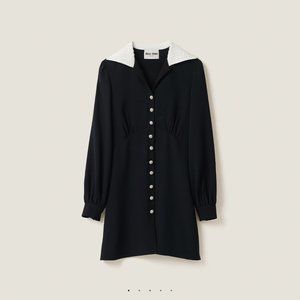 MIU MIU Black Sablé Dress with Collar US6 / IT42 NEW SEASON